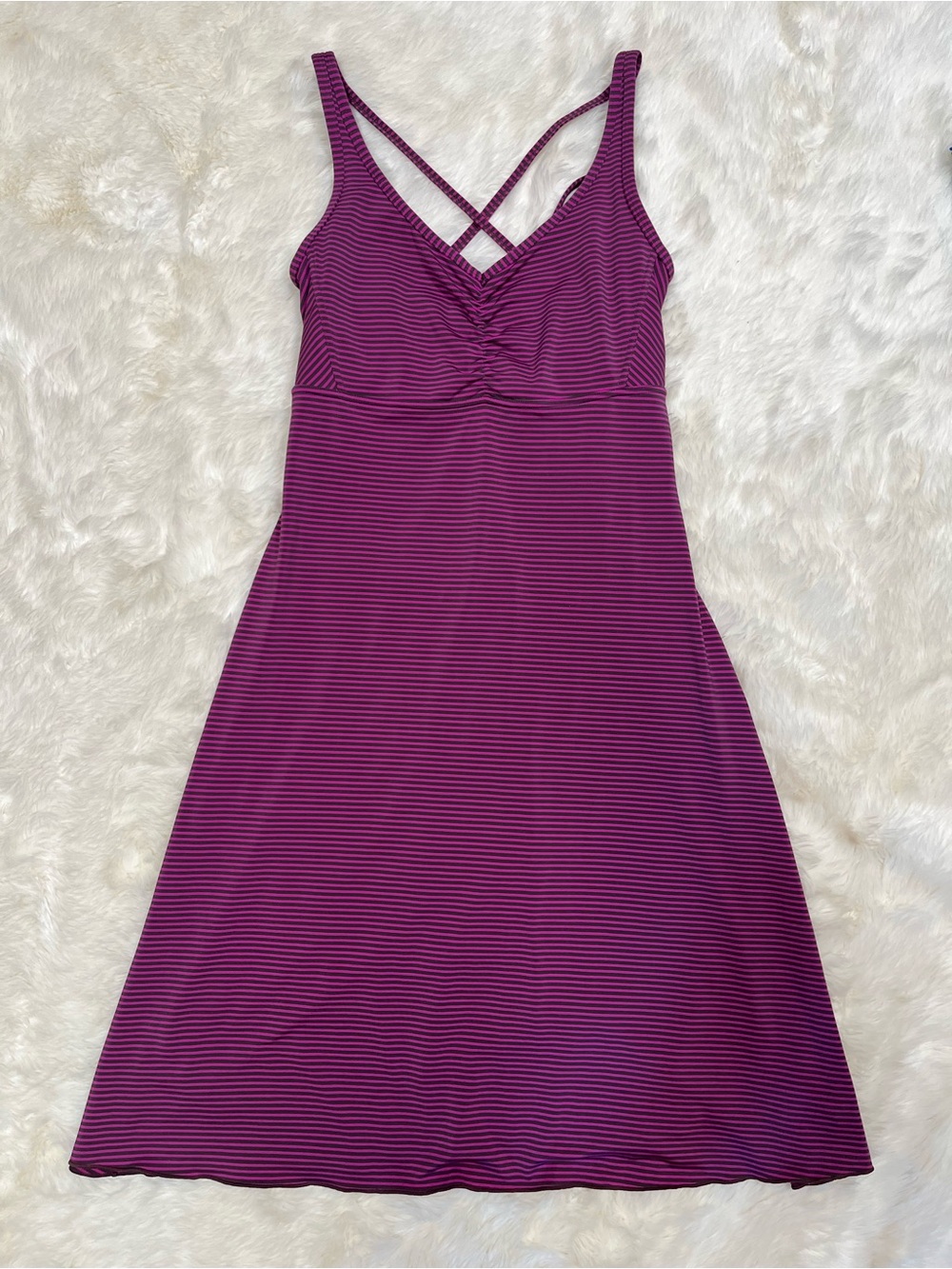 Prana Athletic Style Midi Dress - Rebecca Purple Stripe Size Medium